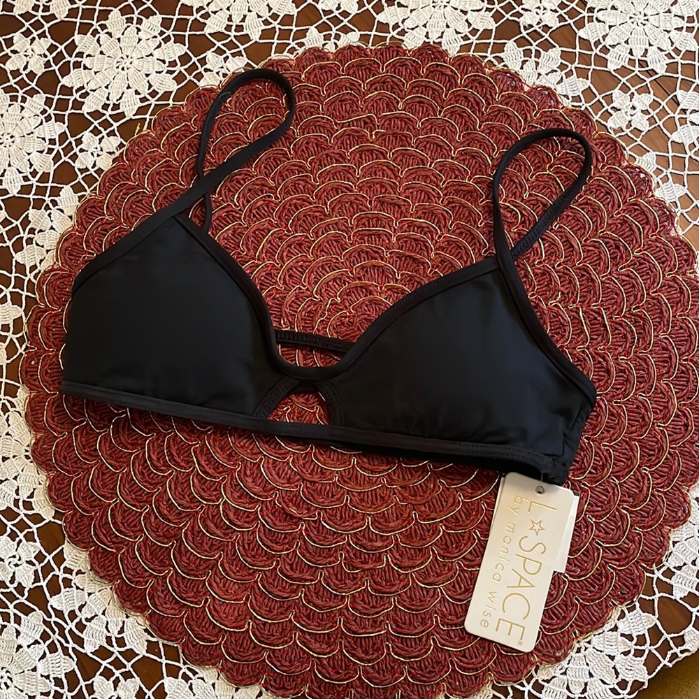 L*Space Black Scoop Bikini Top XS NWT